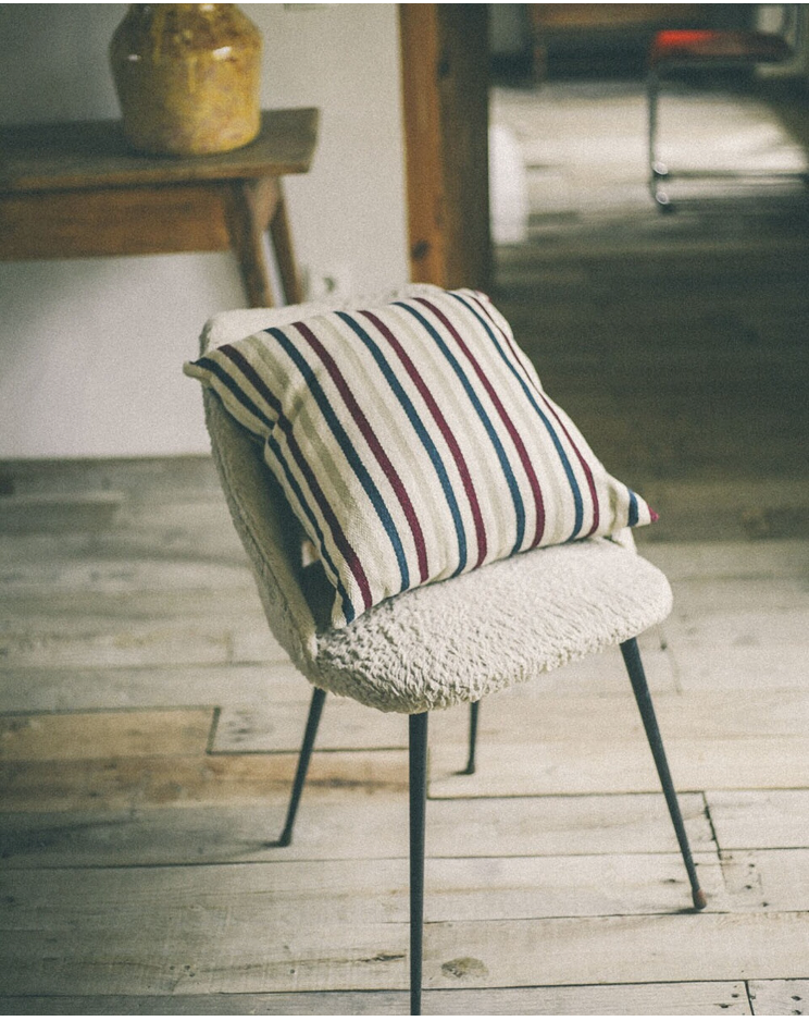 COJÍN ALGODÓN RAYAS GRANATE NAVY 45x45