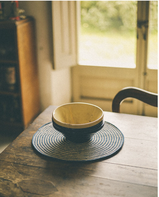 BAJO PLATO RAYITAS ALGODON AZUL