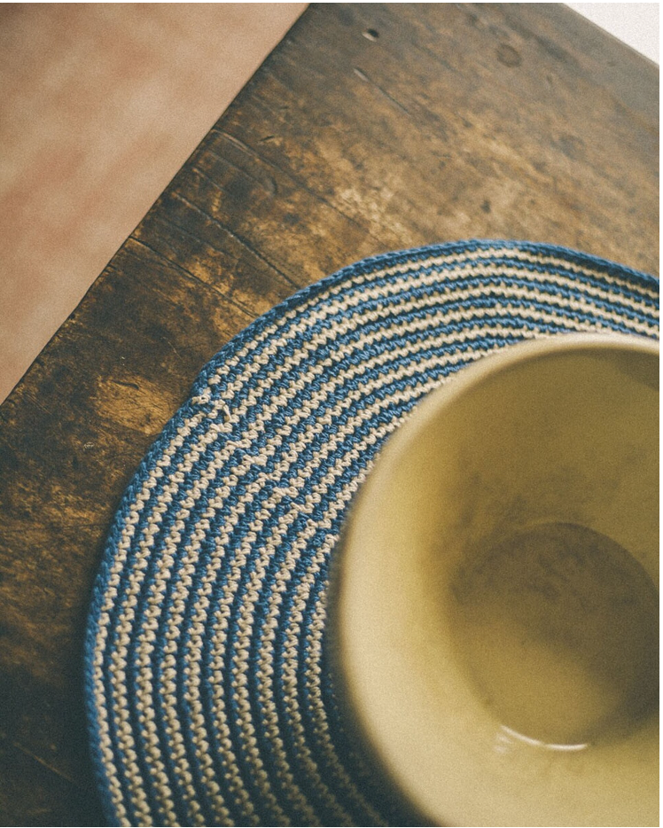 BAJO PLATO RAYITAS ALGODON AZUL