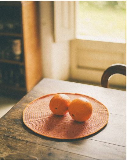 BAJO PLATO RAYITAS ALGODON NARANJA