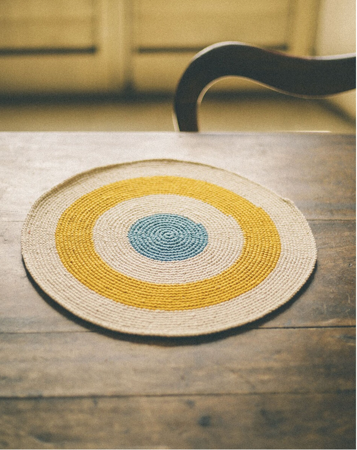 BAJO PLATO REDONDO ALGODON DIANA AMARILLA Y AZUL