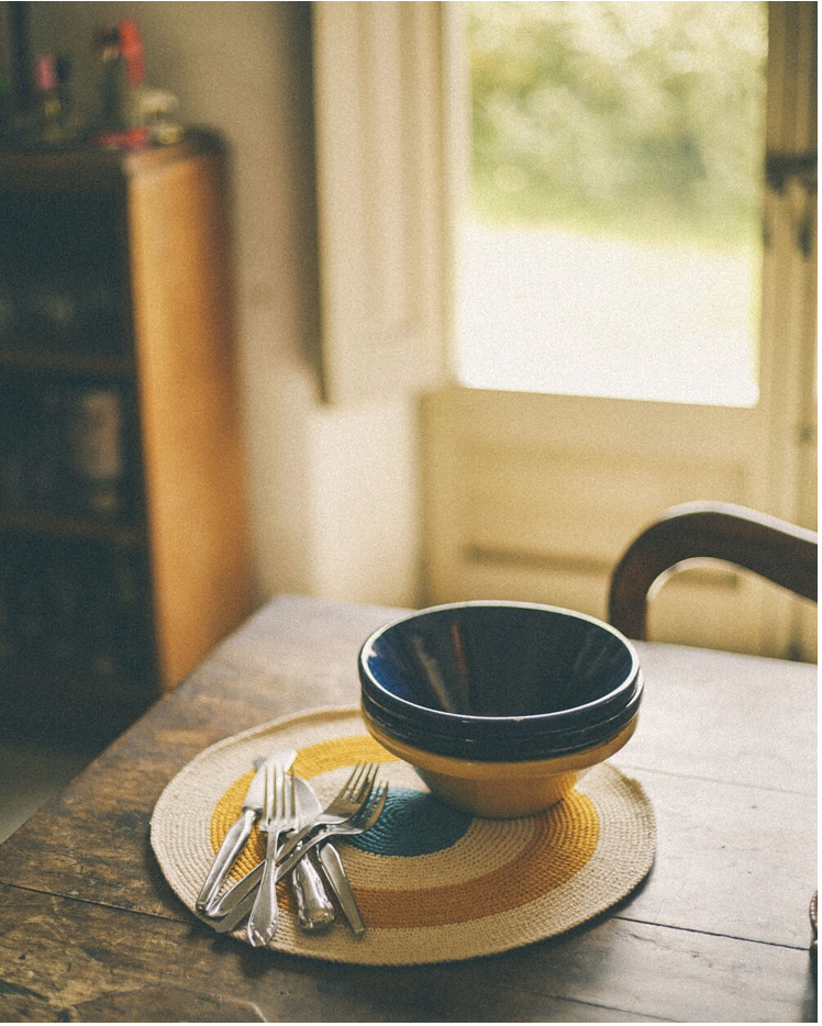 BAJO PLATO REDONDO ALGODON DIANA AMARILLA Y AZUL