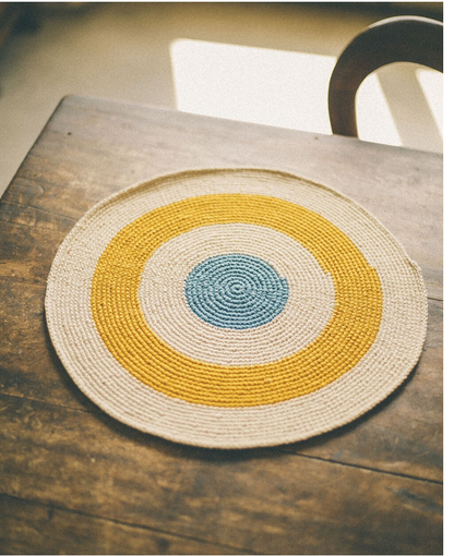 BAJO PLATO REDONDO ALGODON DIANA AMARILLA Y AZUL