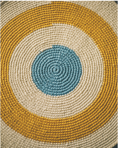 BAJO PLATO REDONDO ALGODON DIANA AMARILLA Y AZUL