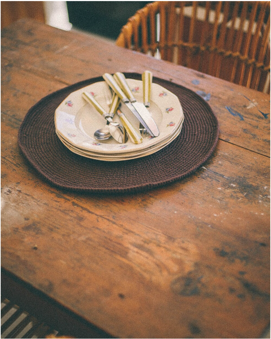 BAJO PLATO REDONDO ALGODON MARRÓN CHOCOLATE