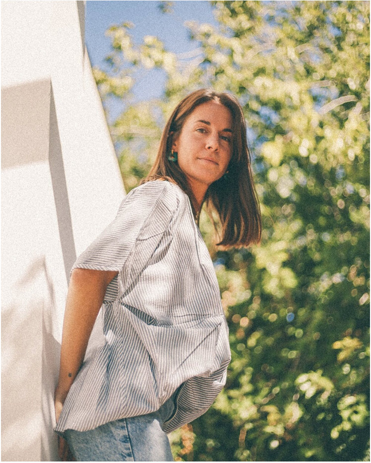 CAMISA TIPO PONCHO DE RAYITAS 100% ALGODÓN