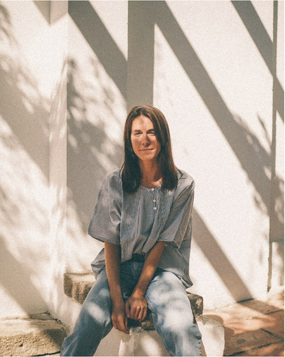 CAMISA TIPO PONCHO DE RAYITAS 100% ALGODÓN