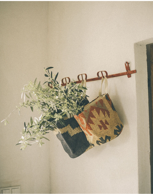 CESTO DE YUTE NAVAJO BEIGE 18cm diametro