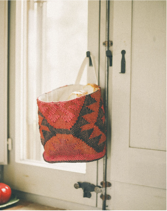 CESTO DE YUTE NAVAJO FUCSIA 18cm diametro