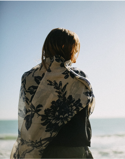 CHAL BABYCASHMERE FLOR AZUL