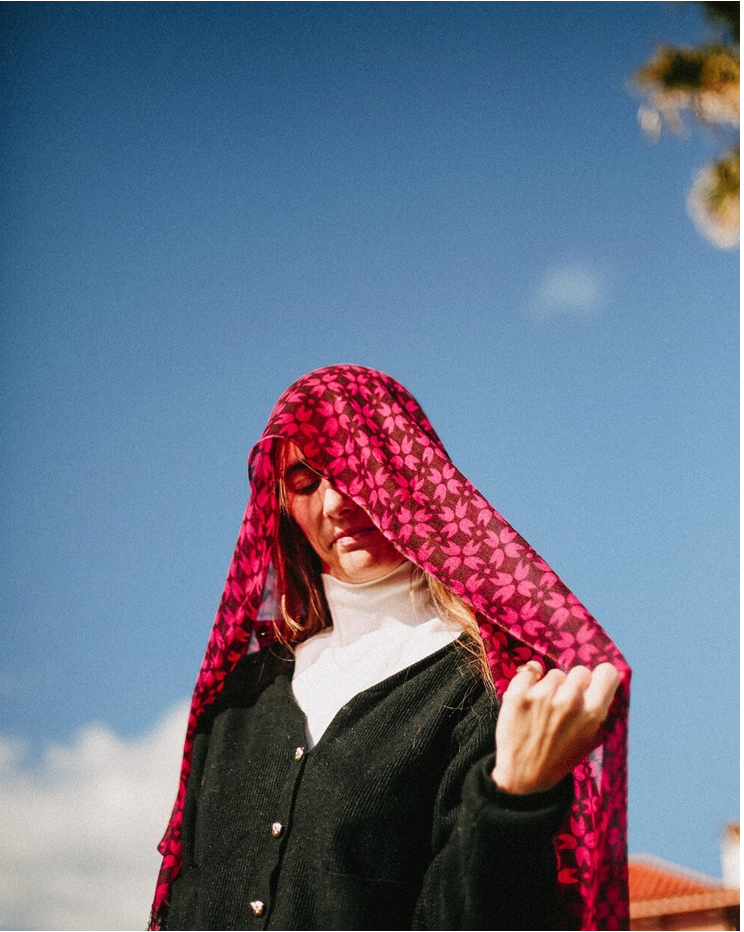 CHAL BABYCASHMERE FLOR GEOMÉTRICA LILA