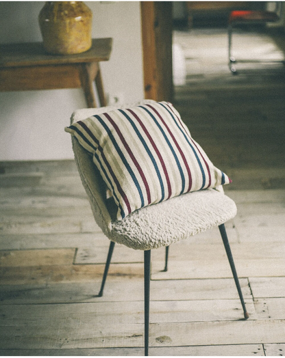 COJÍN ALGODÓN RAYAS GRANATE NAVY 45x45