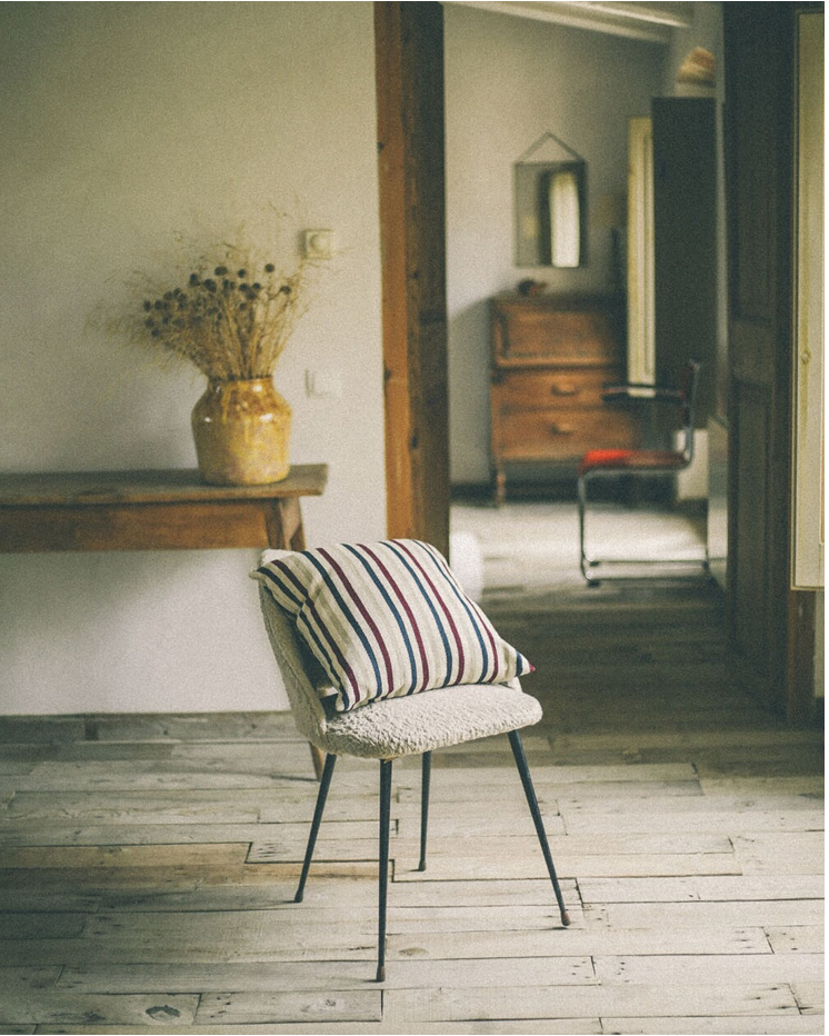 COJÍN ALGODÓN RAYAS GRANATE NAVY 45x45