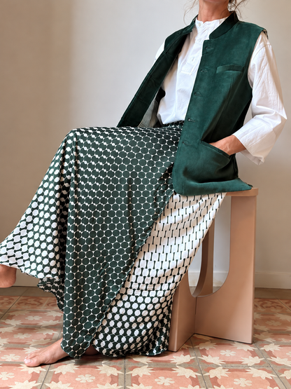 Falda cruzada blanco y verde