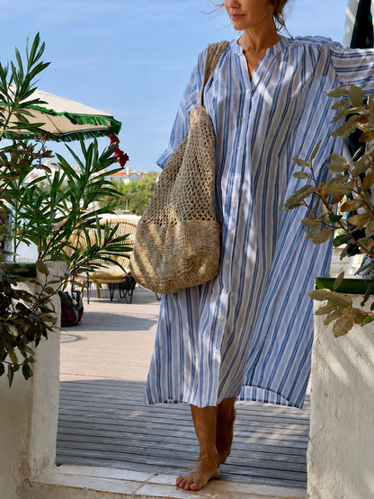 Vestido camisero cuello mao