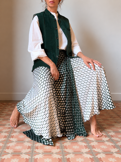 Falda cruzada blanco y verde