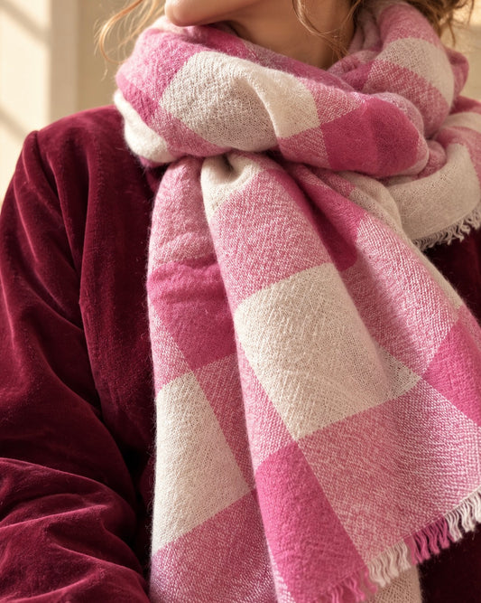 Chal vichy cashmere rosa