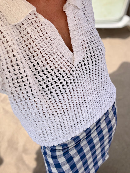 Polo de crochet blanco