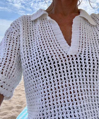 Polo de crochet blanco