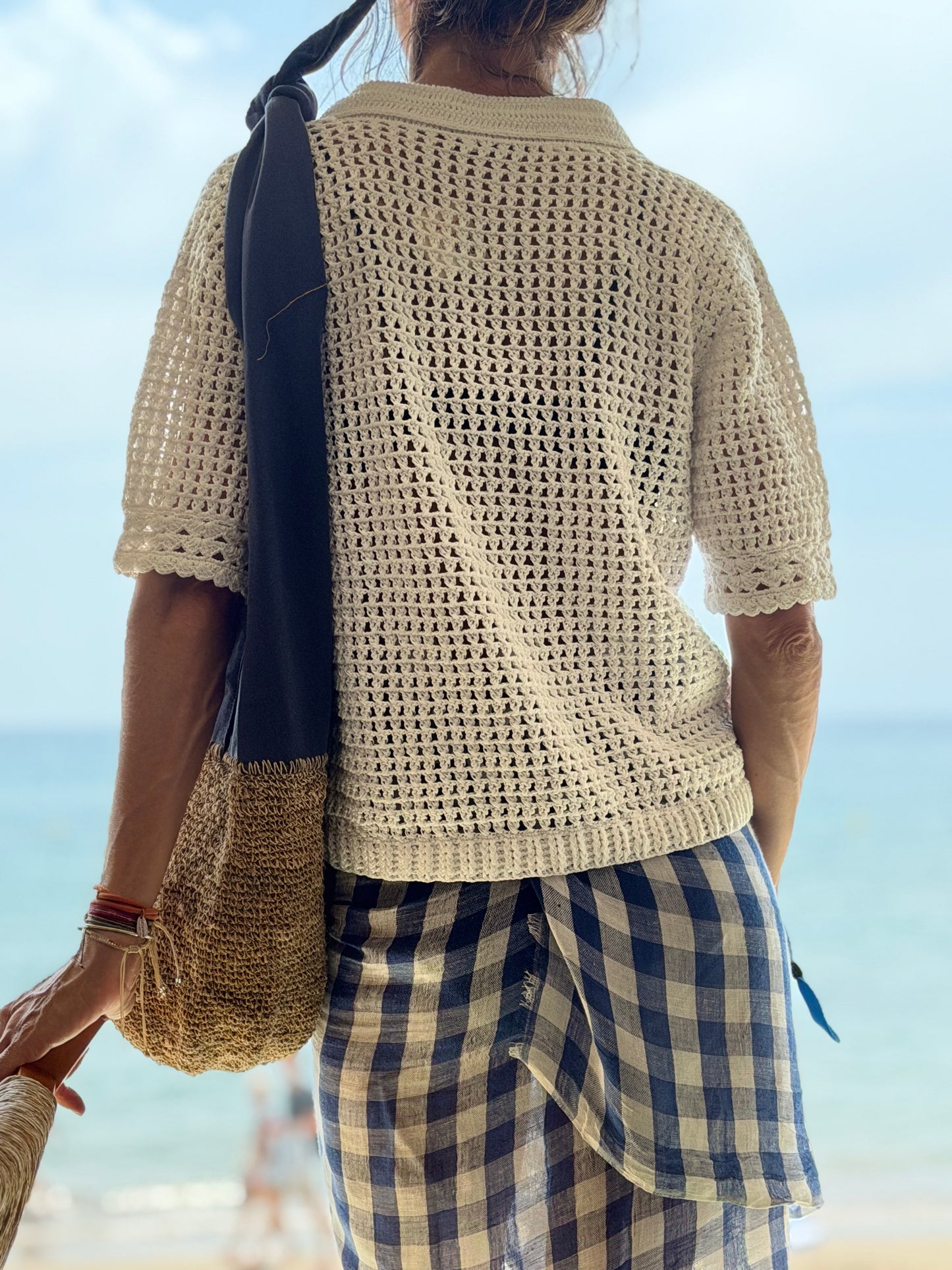 Polo de crochet blanco