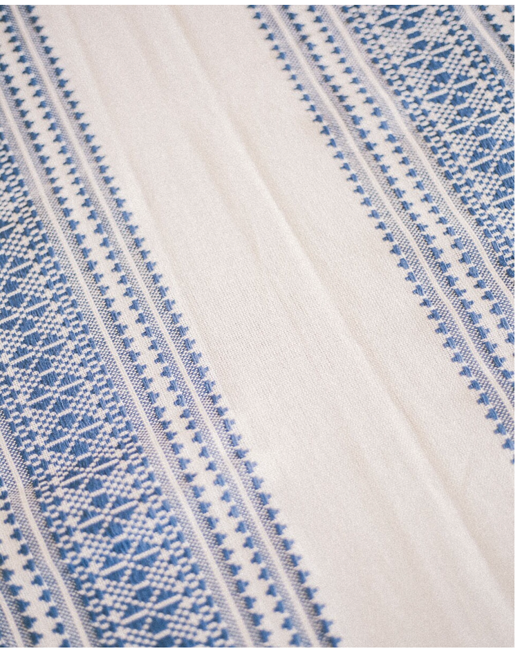 MANTEL DE ALGODÓN CENEFAS AZULES 180x100cm