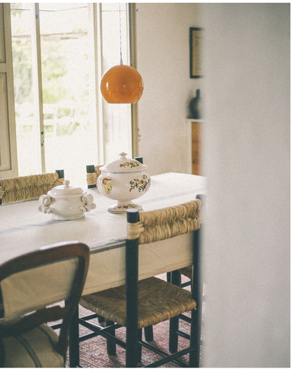 MANTEL DE ALGODON CON LINEAS AZULES 180x110cm