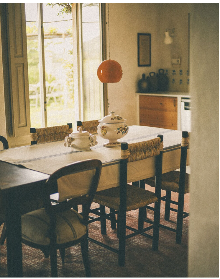 MANTEL DE ALGODON CON LINEAS AZULES 180x110cm