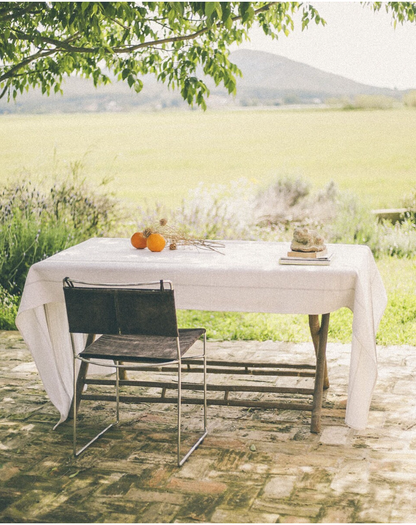 MANTEL DE ALGODON CON LINEAS GRISES 300x125cm