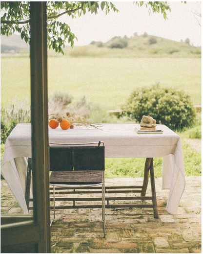 MANTEL DE ALGODON CON LINEAS GRISES 300x125cm