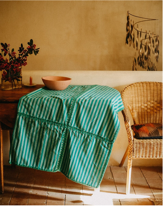 MANTEL DE ALGODON RAYAS 180x180cm