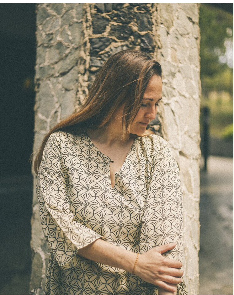 VESTIDO AFGANO DE ALGODÓN ESTAMPADO GEOMÉTRICO