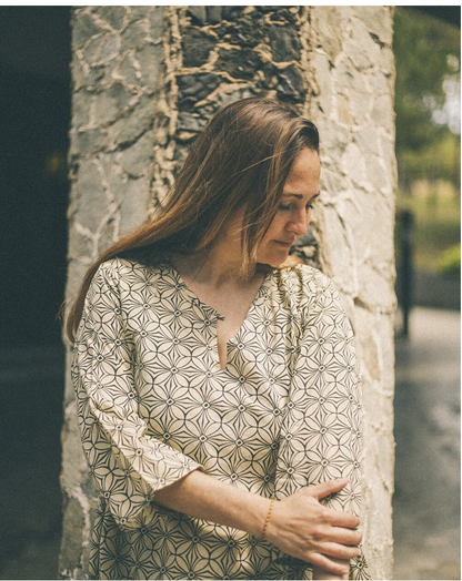 VESTIDO AFGANO DE ALGODÓN ESTAMPADO GEOMÉTRICO