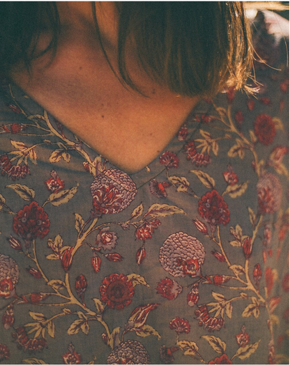 VESTIDO ESCOTE EN PICO Y MANGA 3/4